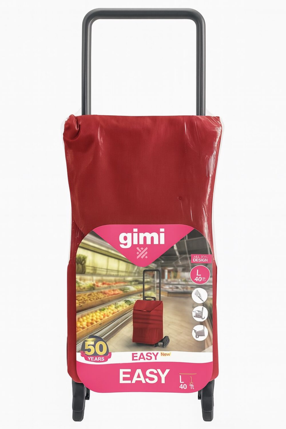Gimi Easy Carrello Portaspesa con Telaio in Alluminio – 40 Litri