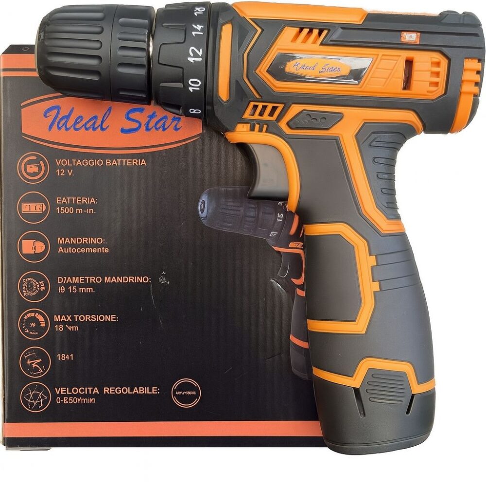 Ideal Star – Trapano Avvitatore a Batteria al Litio 12V