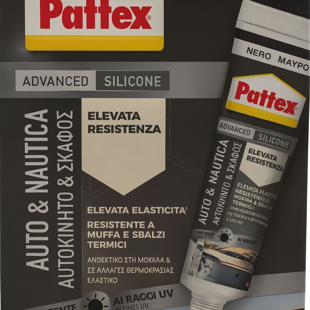 Pattex Silicone Advanced Auto & Nautica – Nero | Alta Resistenza 50 ml