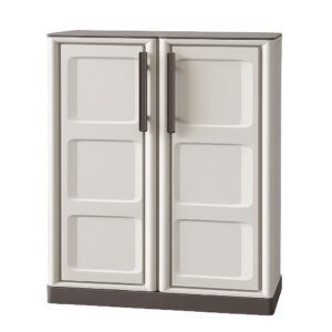 Armadio Multiuso in Resina 2 Ante con Ripiani – Colore Beige/Tortora